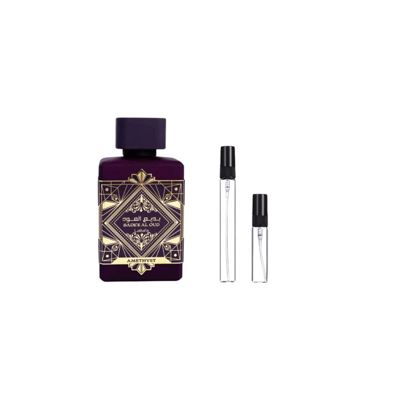 Lattafa Badee Al Oud Amethyst fragancia unisex de lujo árabe estilo nicho presentación completa