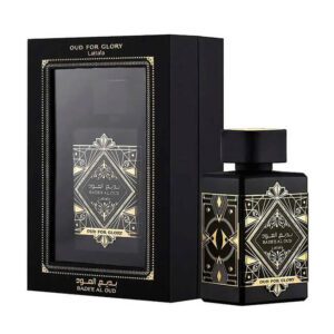 Perfume árabe Lattafa Oud for Glory hombre EDP presentación completa premium