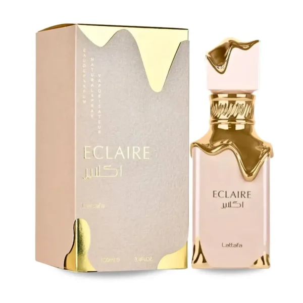 Perfume mujer Lattafa Eclaire EDP caja y frasco original detalle del diseño