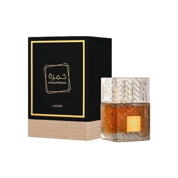 Perfume árabe Lattafa Khamrah unisex EDP frasco y caja premium