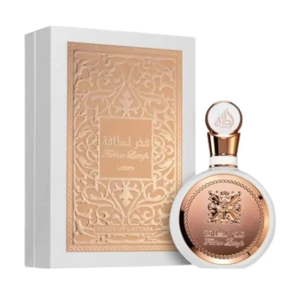 Perfume femenino Lattafa Pride Fakhar EDP vista del frasco original