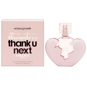 Perfume Thank You Next con diseño rosado juvenil.