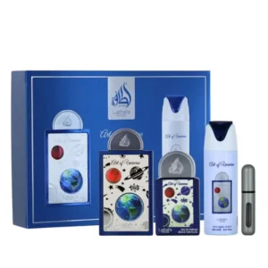 Set de tres perfumes Lattafa Pride con diseños variados.