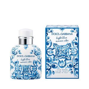 Perfume Light Blue edición veraniega con frasco azul claro.