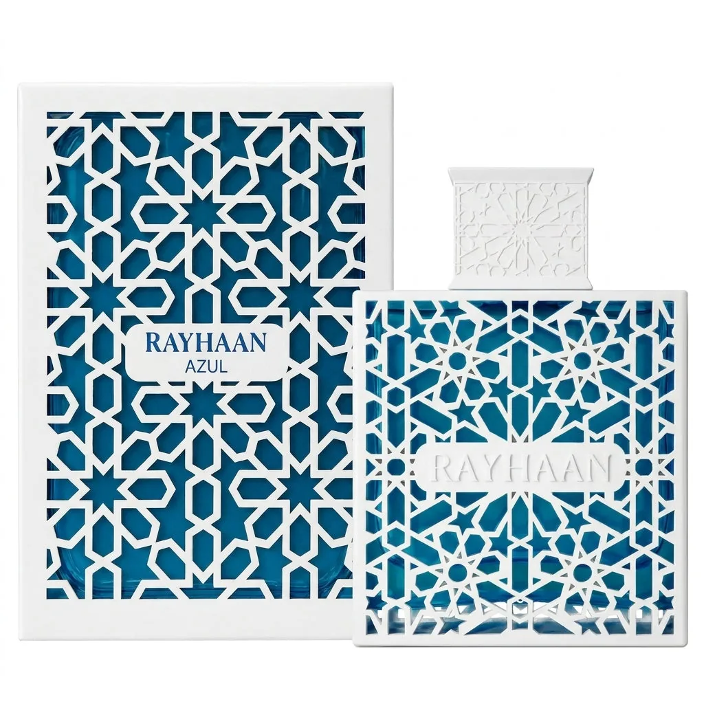 Perfume original Rayhaan Azul EDP 100 ml para hombre, aroma cítrico y fresco