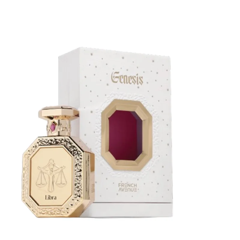 Perfume original French Avenue Genesis Libra EDP 90 ml unisex para hombre y mujer, aroma ámbar y especiado cálido