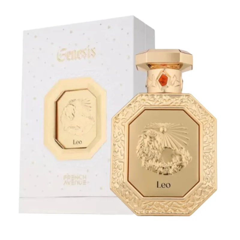 Perfume original French Avenue Genesis Leo EDP 90 ml unisex para hombre y mujer, aroma empolvado y amaderado