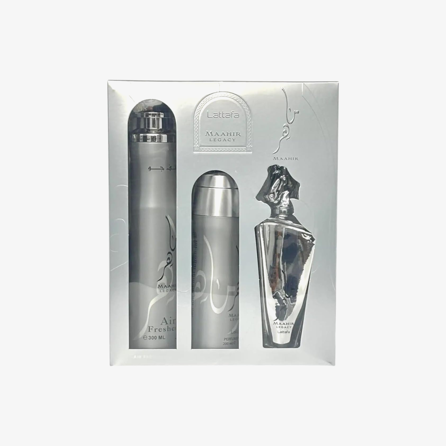 Perfume original Lattafa Maahir Legacy - Set 3 Piezas (Perfume, Spray y Ambientador) para hombre
